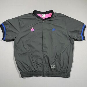 Nike Warm Up Throwback Jacket Windbreaker Hoops Short Sleeve Snap Black Mens XL